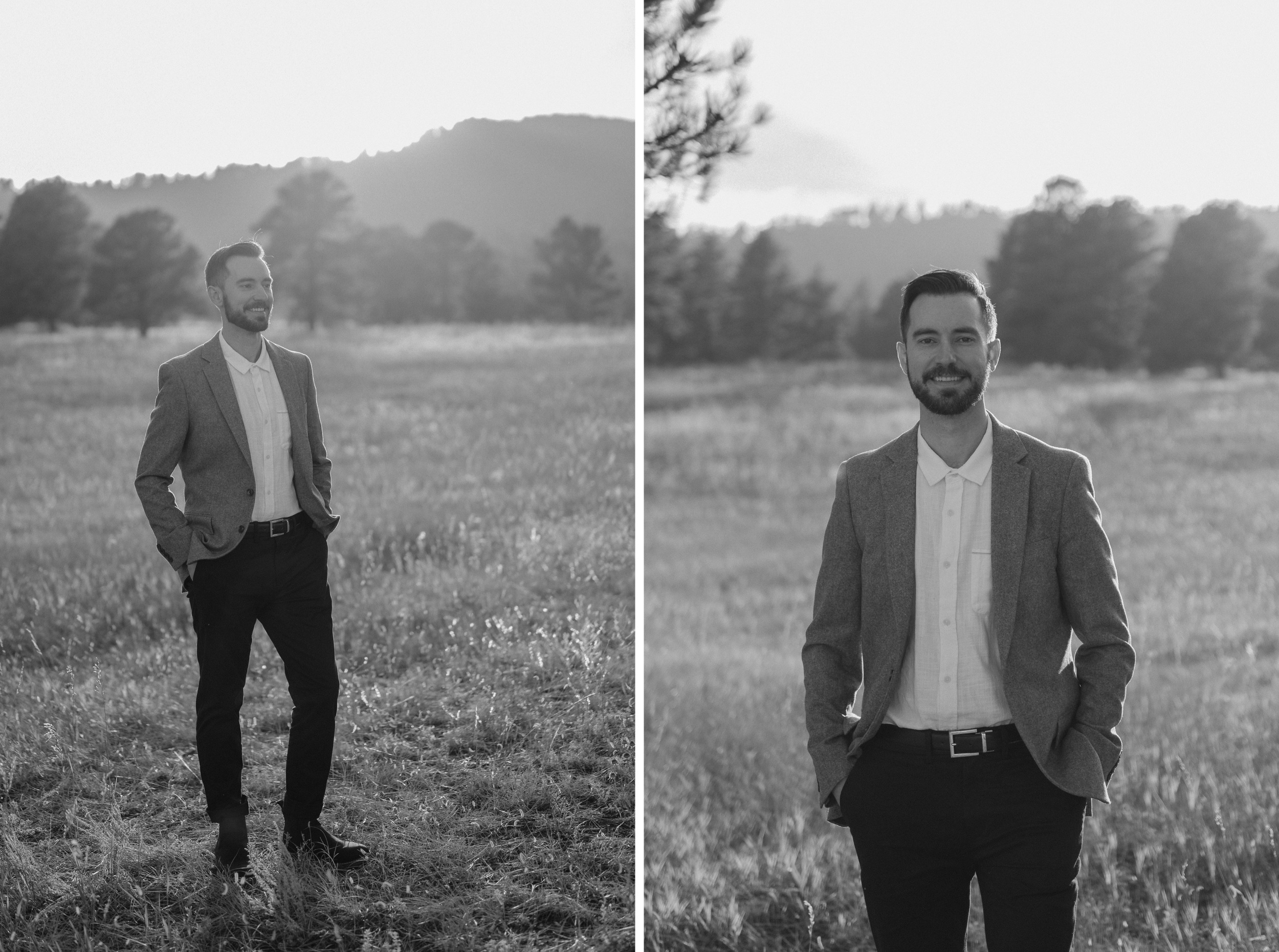 Anti-bride inspired intimate elopement on a fall evening in Evergreen, Colorado. The couple danced in the grass fields together with their newborn baby for their intimate elopement. Photos by Durango wedding photographer, Ashley Joyce Photography.