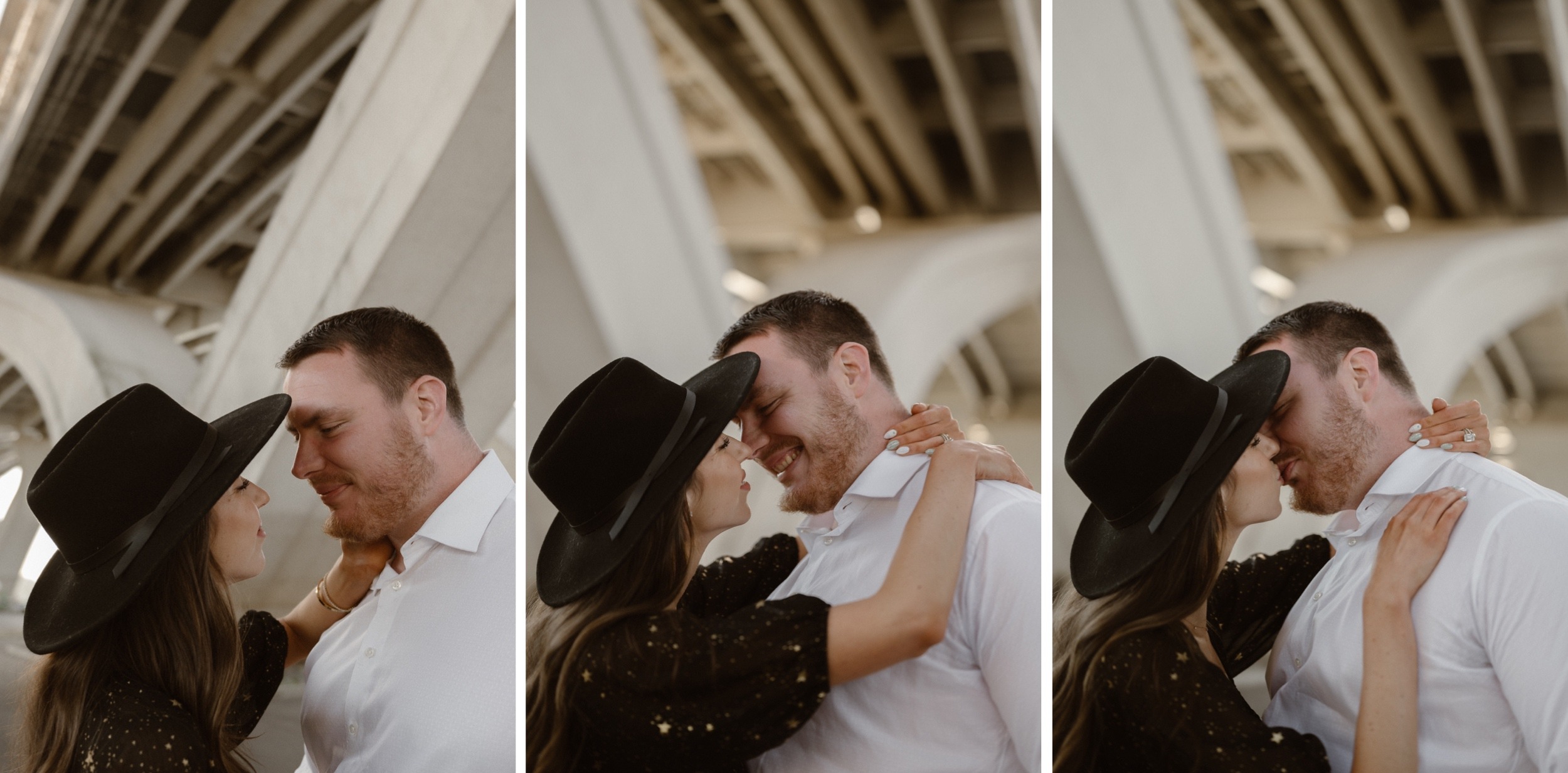 A married couple poses for their Alexandria, Virginia wedding anniversary photo session at Jones Point Park with Colorado photographer, Ashley Joyce Photography. Copyright Ashley Joyce Photography 2022.