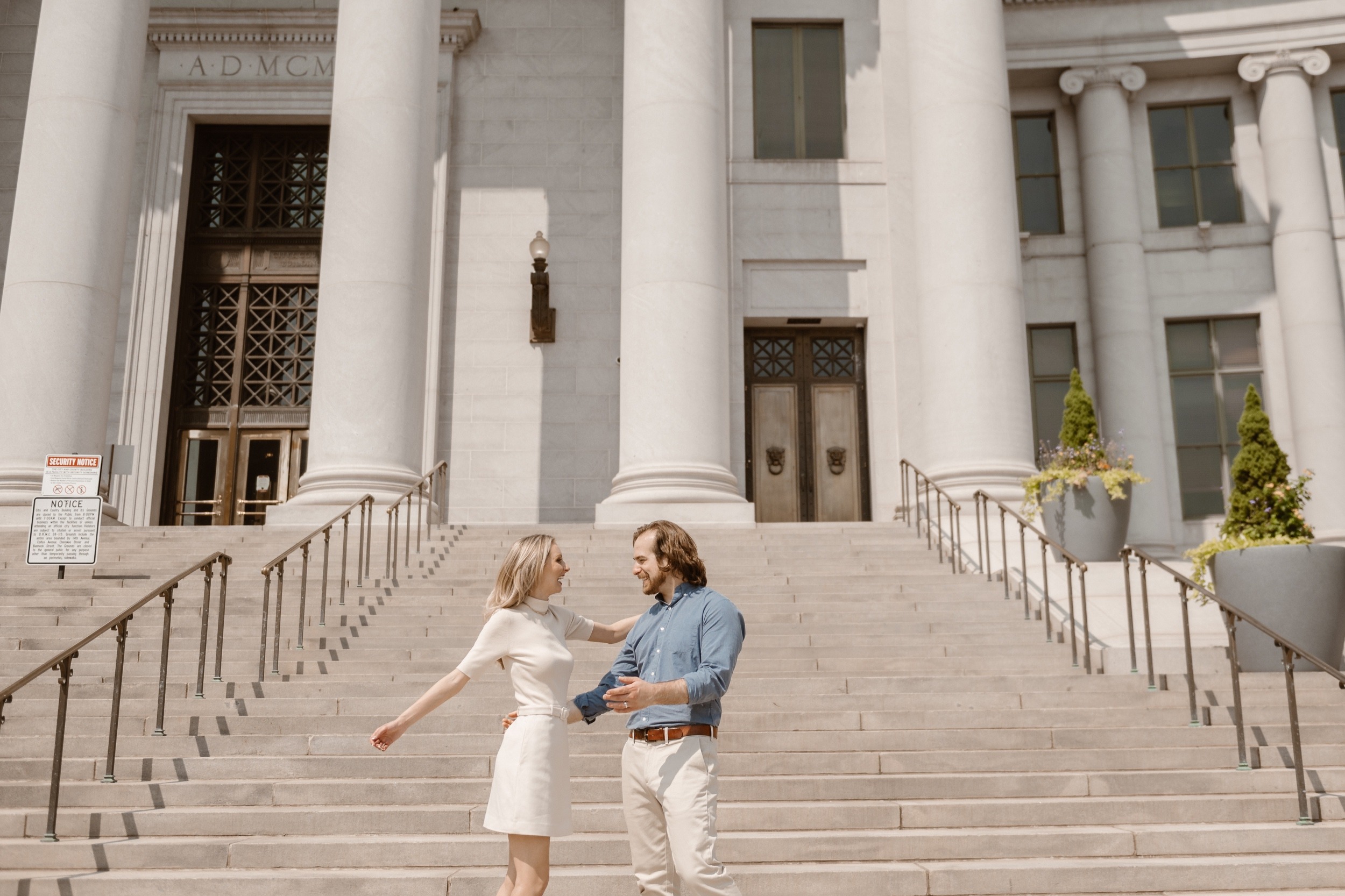 Courthouse wedding in downtown Denver for a Colorado elopement couple. Photo by Denver elopement photographer Ashley Joyce Photography, copyright 2022.