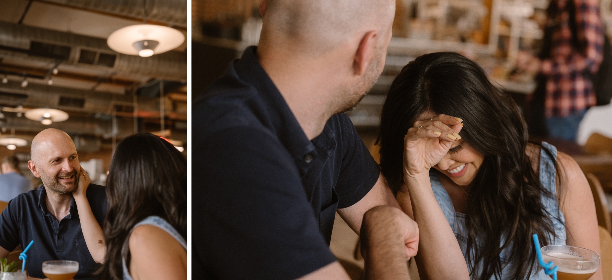 Classy engagement photos in RiNo Denver and Boulder, Colorado. Classy engagement photos by destination wedding photographer, Ashley Joyce Photography. Romantic couple aesthetic, romantic couples, couples goals, downtown engagement photos, mountain engagement photos, classy engagement pictures