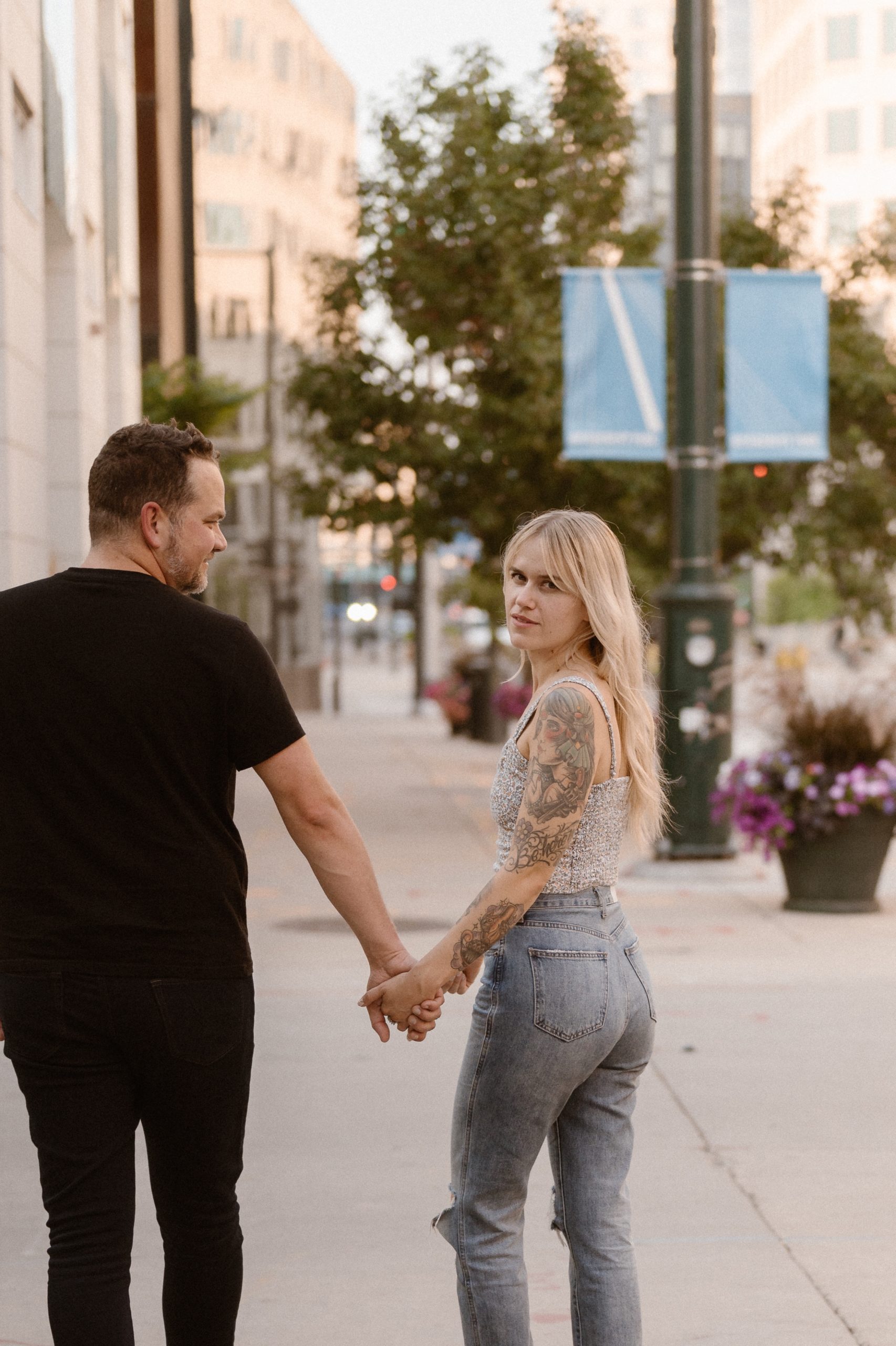 A romantic in-home engagement session in Downtown Denver, Colorado by Denver Elopement Photographer, Ashley Joyce Photography. Urban Engagement Session | Urban Engagement Photos | Romantic Engagement Photos | Downtown Denver Engagement Session