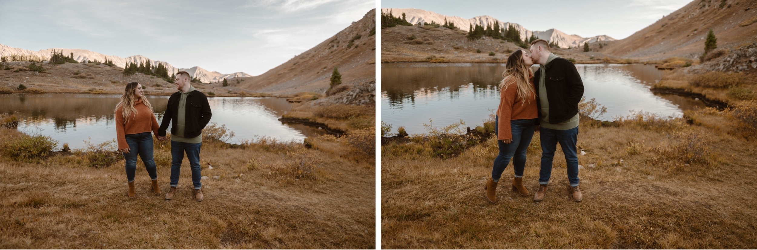 A Colorado engaged couple poses for their engagement photos at Loveland Pass, Colorado. Photos by Denver Elopement Photographer, Ashley Joyce Photography, 2022.