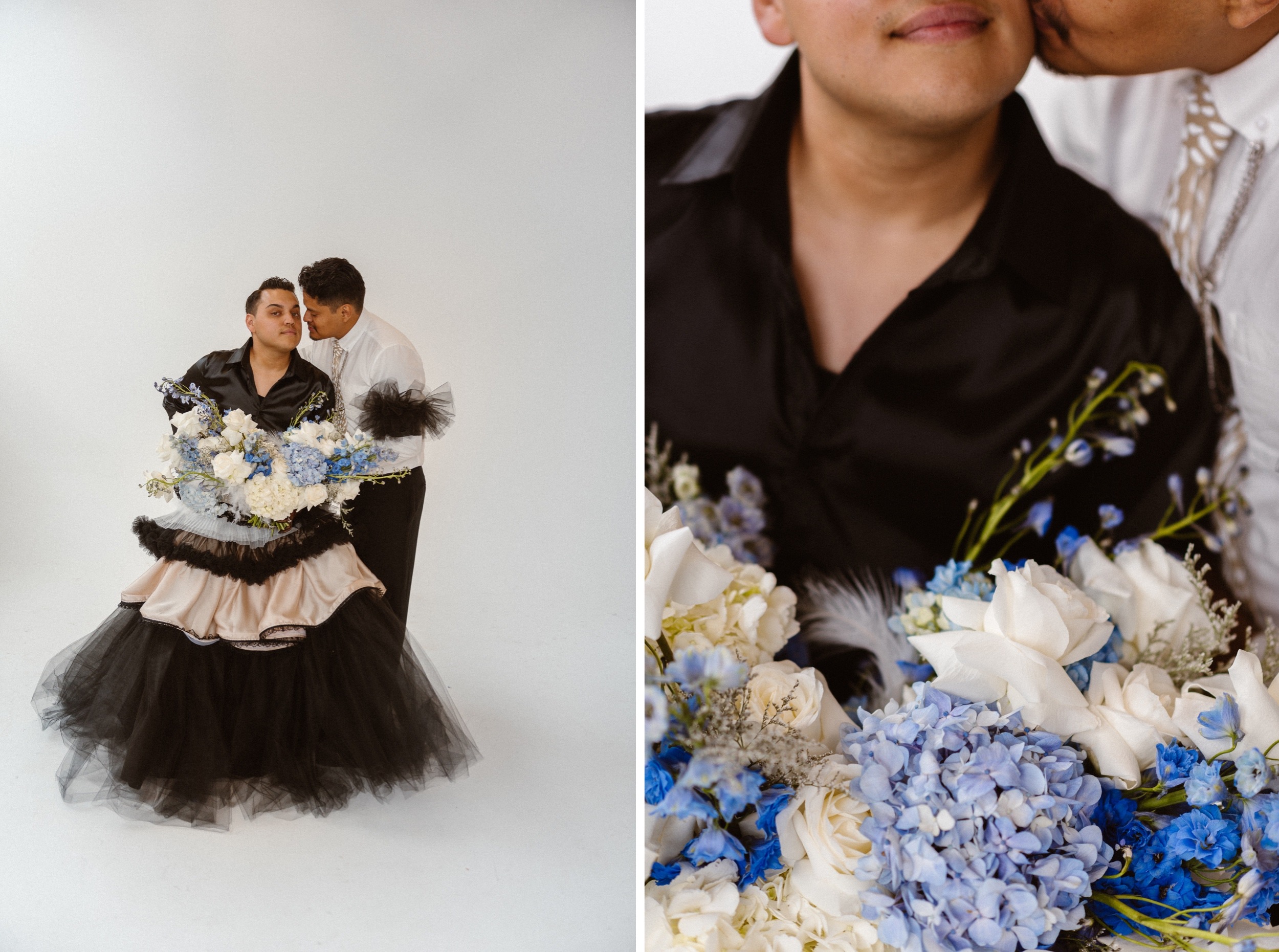 Photo of a Colorado elopement couple for their gay styled elopement. Photo by Denver elopement photographer, Ashley Joyce Photography, copyright 2021.