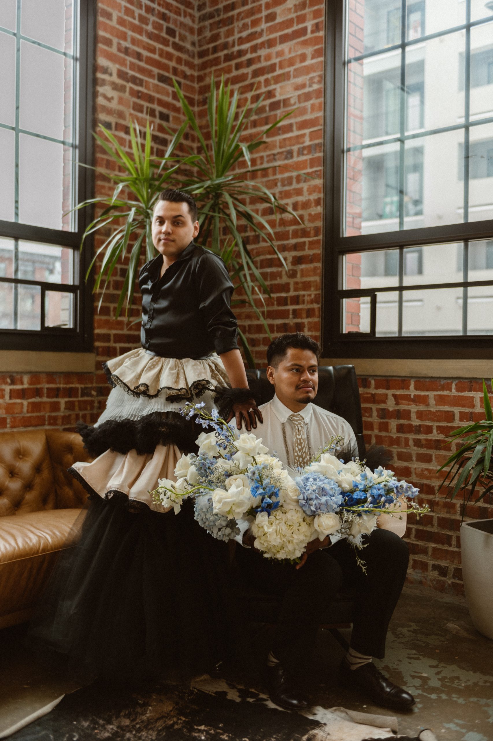 Photo of a Colorado elopement couple for their gay styled elopement. Photo by Denver elopement photographer, Ashley Joyce Photography, copyright 2021.