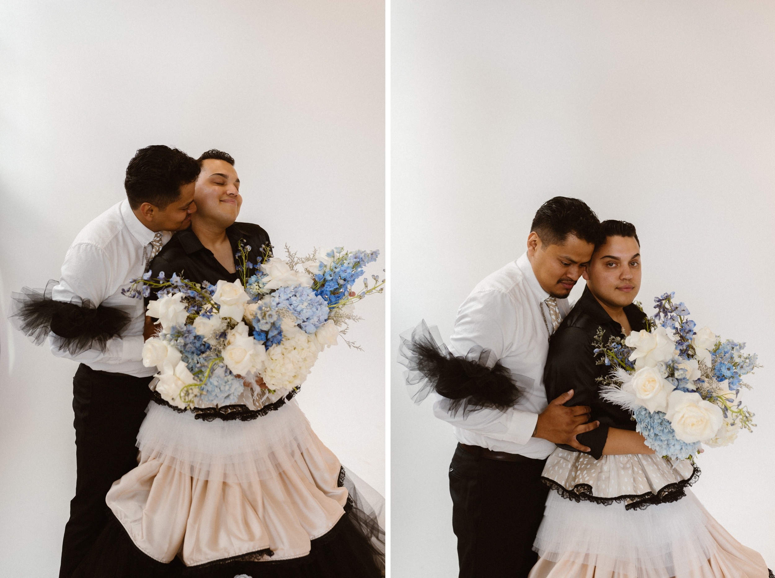 Photo of a Colorado elopement couple for their gay styled elopement. Photo by Denver elopement photographer, Ashley Joyce Photography, copyright 2021.