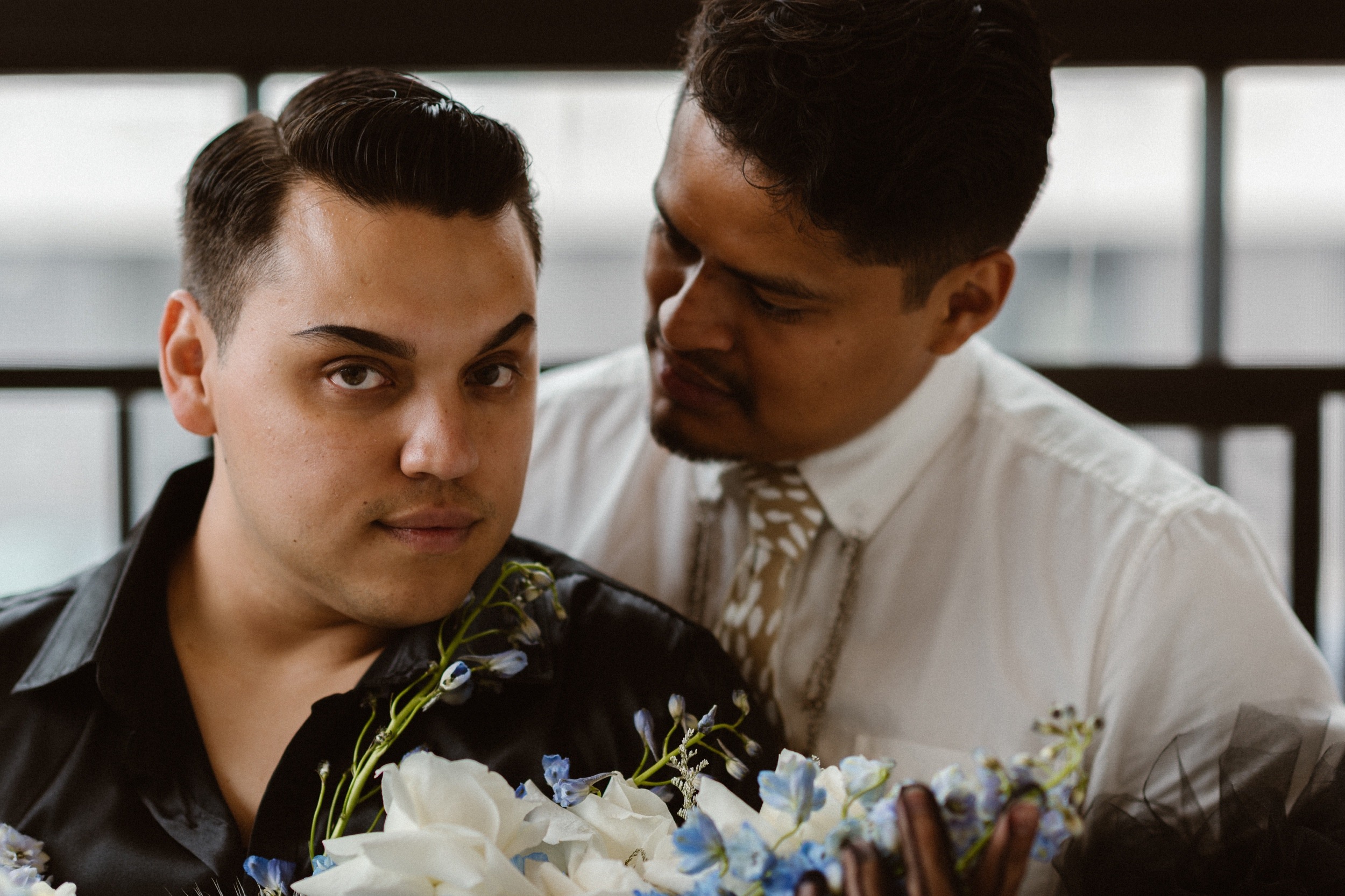 Photo of a Colorado elopement couple for their gay styled elopement. Photo by Denver elopement photographer, Ashley Joyce Photography, copyright 2021.