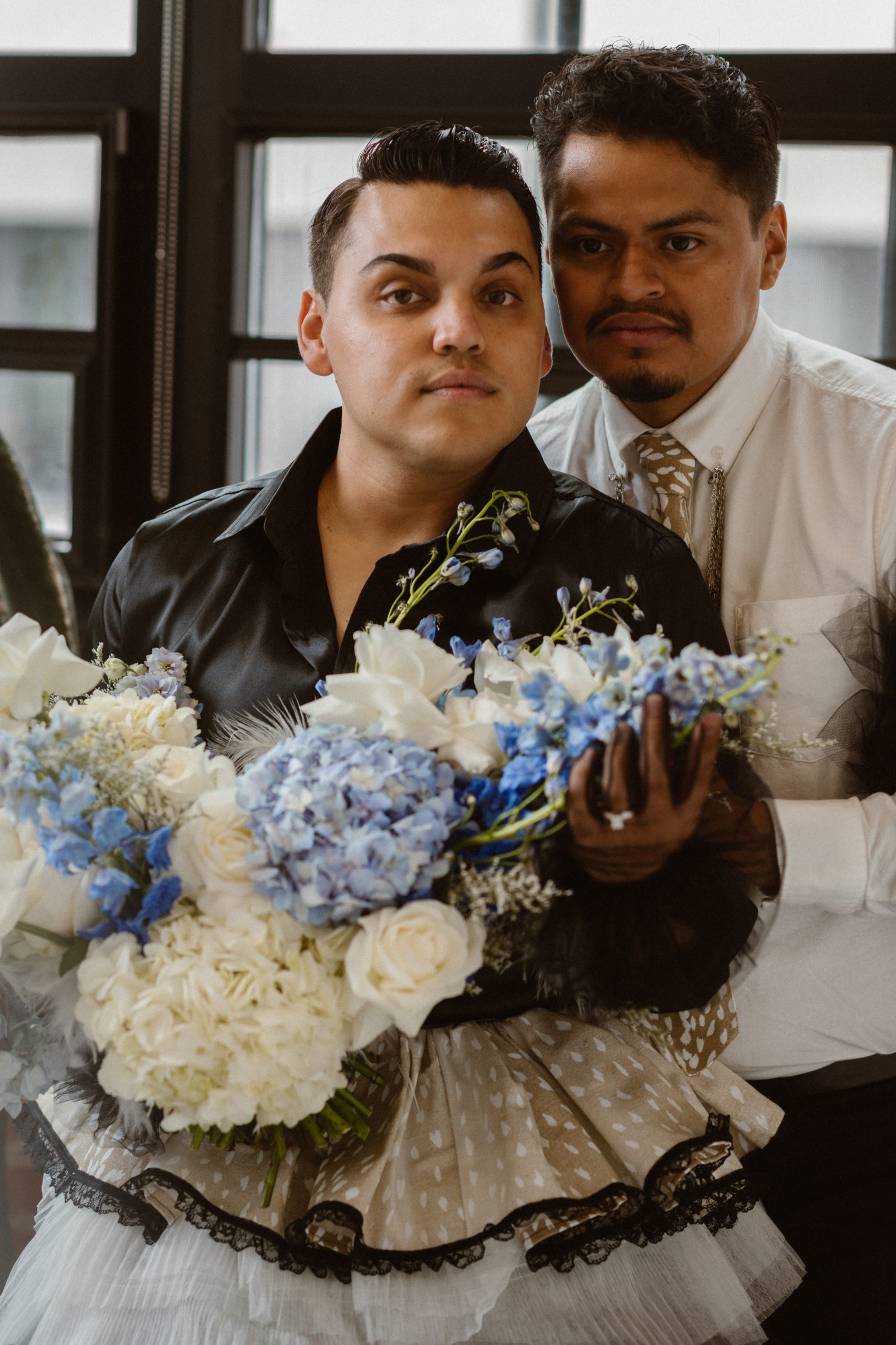 Photo of a Colorado elopement couple for their gay styled elopement. Photo by Denver elopement photographer, Ashley Joyce Photography, copyright 2021.