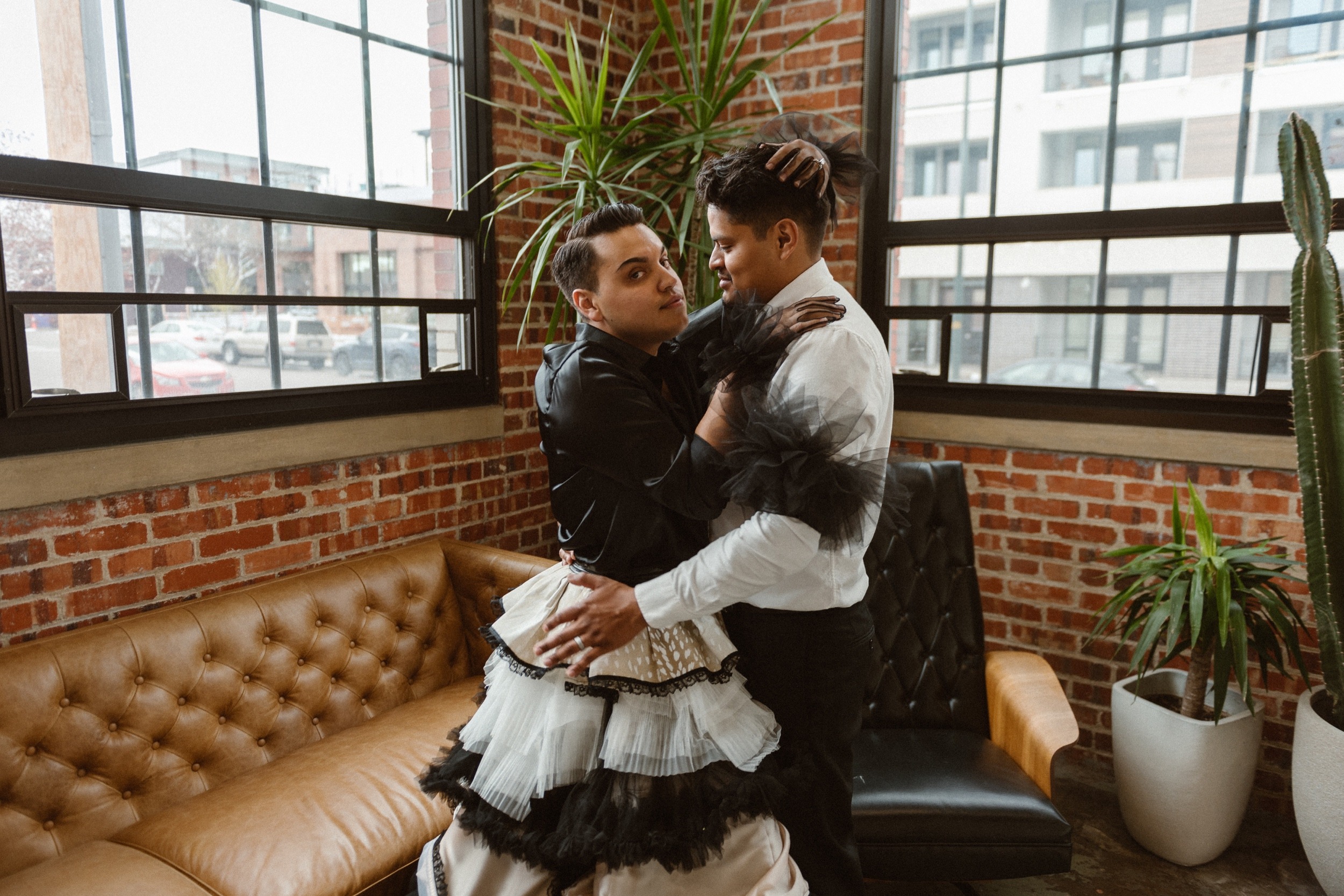 Photo of a Colorado elopement couple for their gay styled elopement. Photo by Denver elopement photographer, Ashley Joyce Photography, copyright 2021.