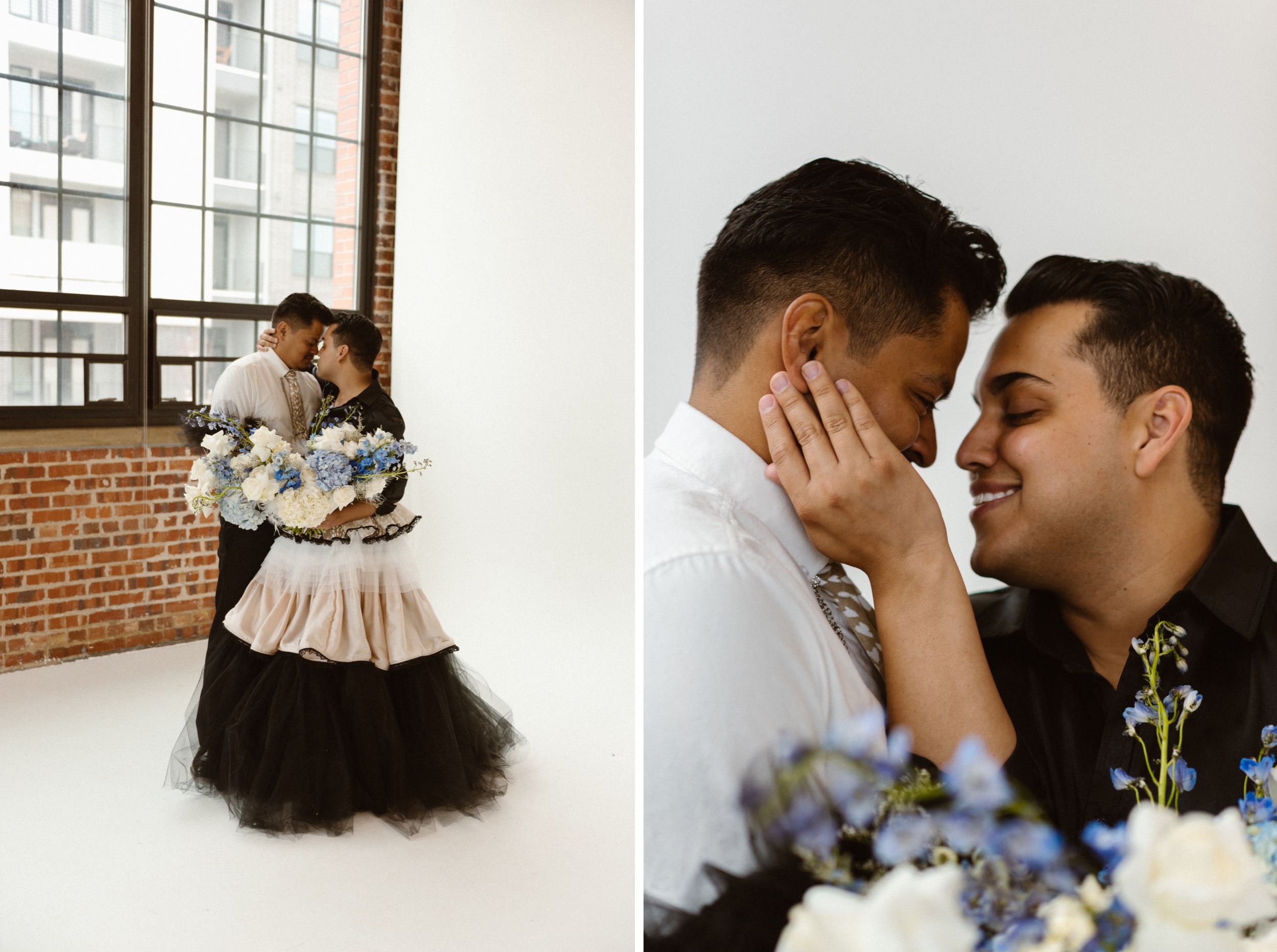 Photo of a Colorado elopement couple for their gay styled elopement. Photo by Denver elopement photographer, Ashley Joyce Photography, copyright 2021.