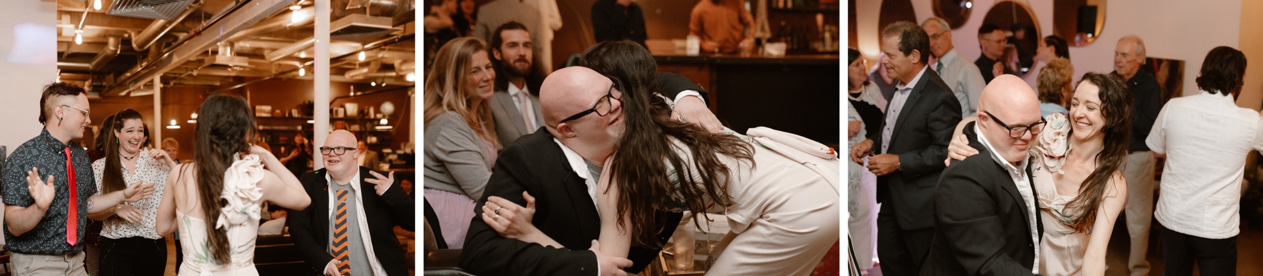 Wedding celebration at The Infinite Monkey Theorem in RiNo, Denver, Colorado. An intimate wedding celebration for Gwen and Alex, a year after their intimate elopement. Photos by Colorado wedding photographer, Ashley Joyce Photography.