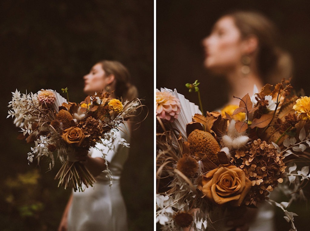 Bridal bouquet | Bridal bouquet detail | Wedding portraits | Elopement portraits | Bride and groom elopement photos | Elopement wedding photos in Colorado | Colorado wedding photos | Colorado elopement photos | Elopement at Treehaus, Colorado | Treehaus Colorado | Colorado elopement | Treehaus elopement | Colorado elopement venue | Colorado mountain elopement venue | Unique elopement venue | Elopement venue in Colorado | Ashley Joyce Photography 2020