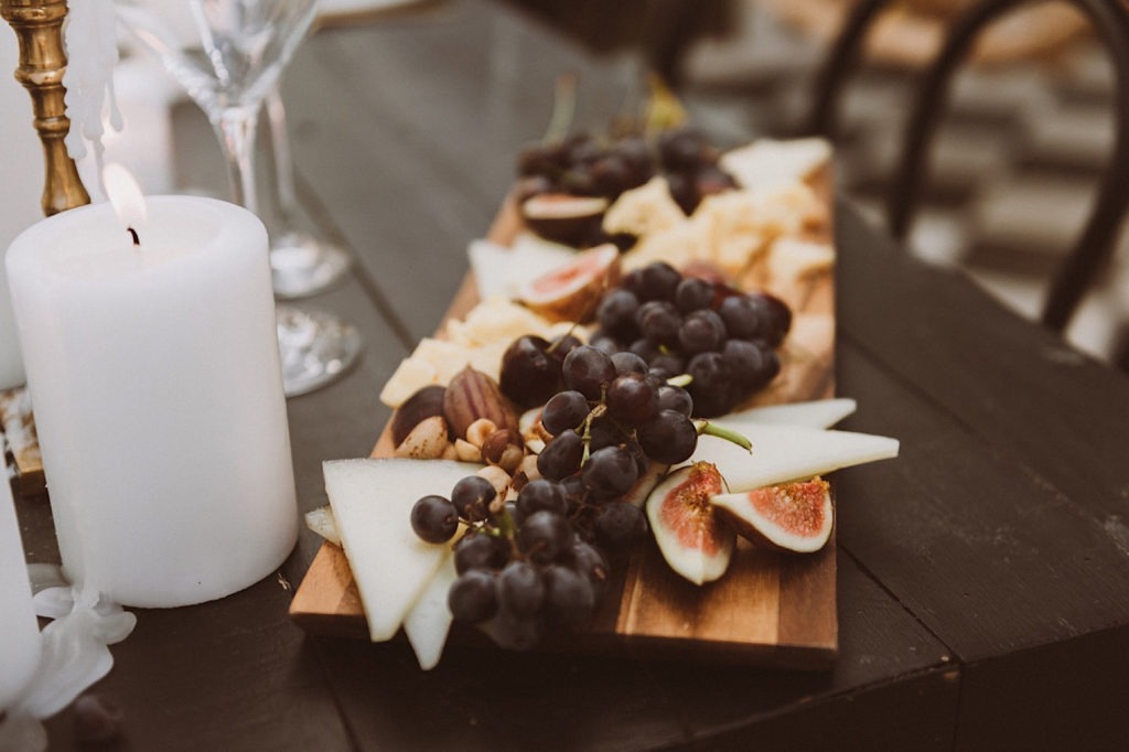 Charcuterie board | Ceremony details at Treehaus Colorado | Reception details at Treehaus Colorado | Elopement at Treehaus, Colorado | Treehaus Colorado | Colorado elopement | Treehaus elopement | Colorado elopement venue | Colorado mountain elopement venue | Unique elopement venue | Elopement venue in Colorado | Ashley Joyce Photography 2020