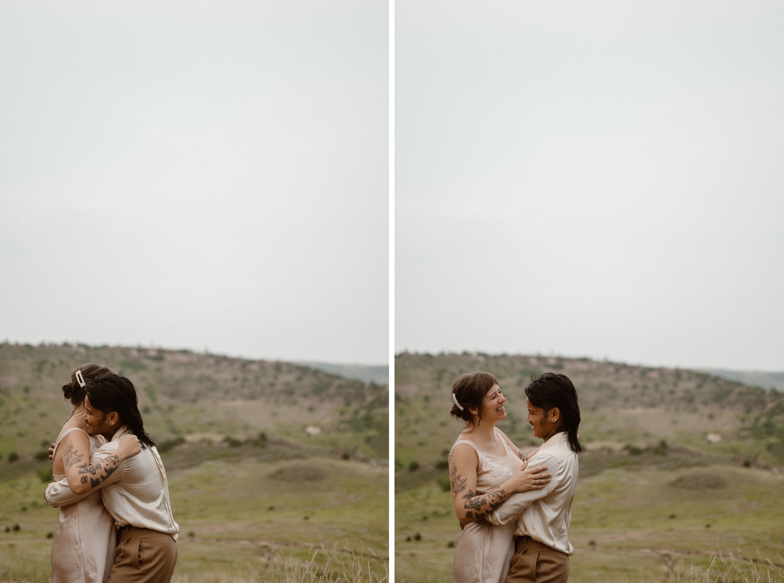 Colorado vow renewal in Morrison, Colorado. A Colorado married couple performs their vow renewal on a sunny summer day near Denver, Colorado. Photos by Denver elopement photographer, Ashley Joyce Photography, copyright 2022.