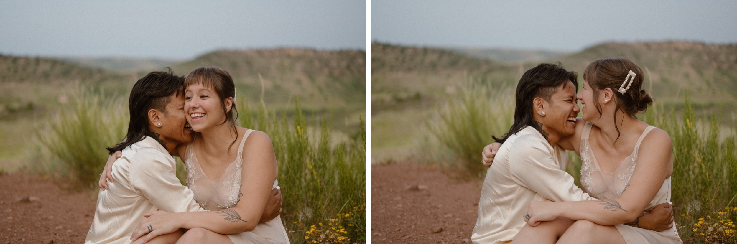 Colorado vow renewal in Morrison, Colorado. A Colorado married couple performs their vow renewal on a sunny summer day near Denver, Colorado. Photos by Denver elopement photographer, Ashley Joyce Photography, copyright 2022.