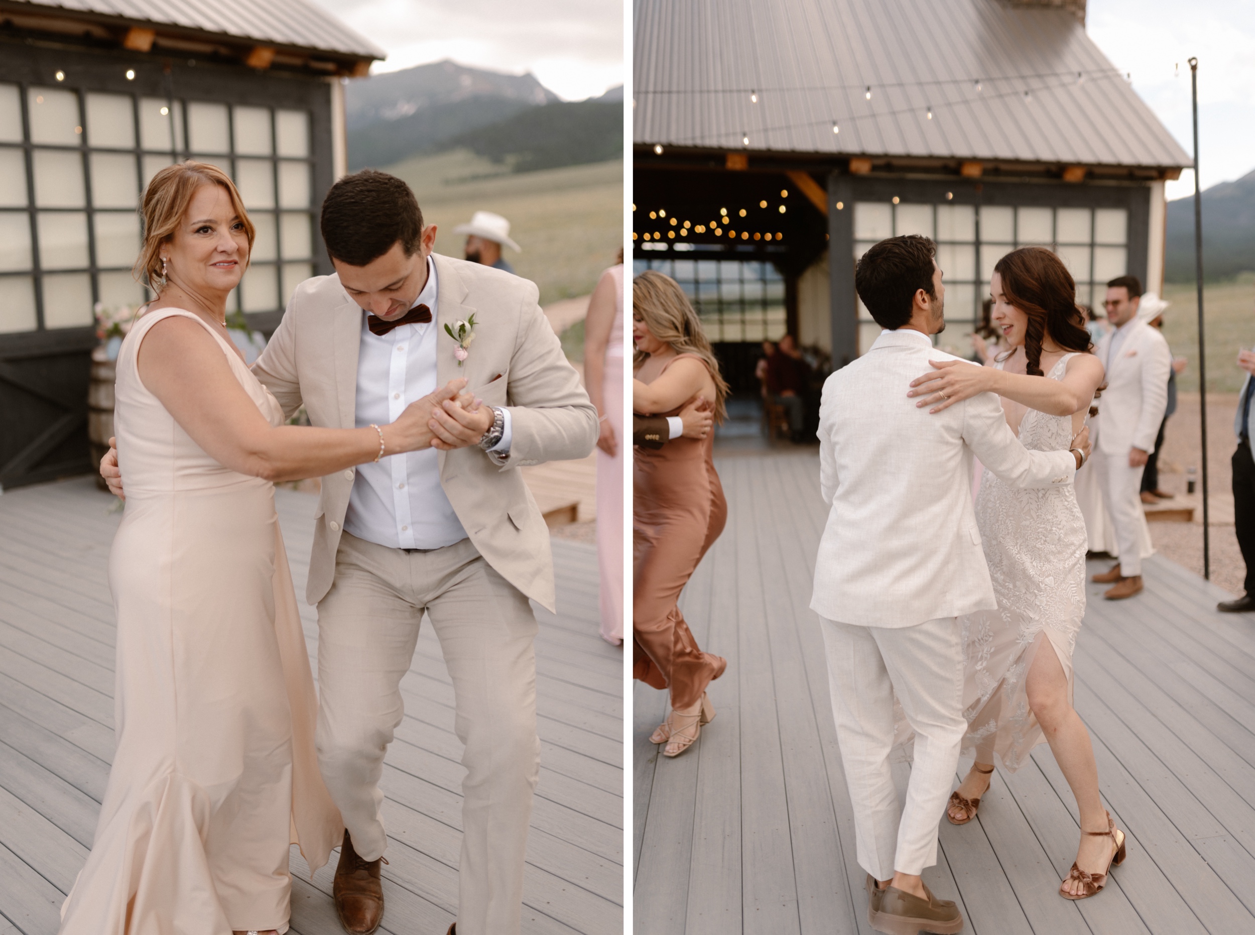 A lively wedding reception that took place at Three Peaks Ranch. Photo by Colorado wedding photographer Ashley Joyce.