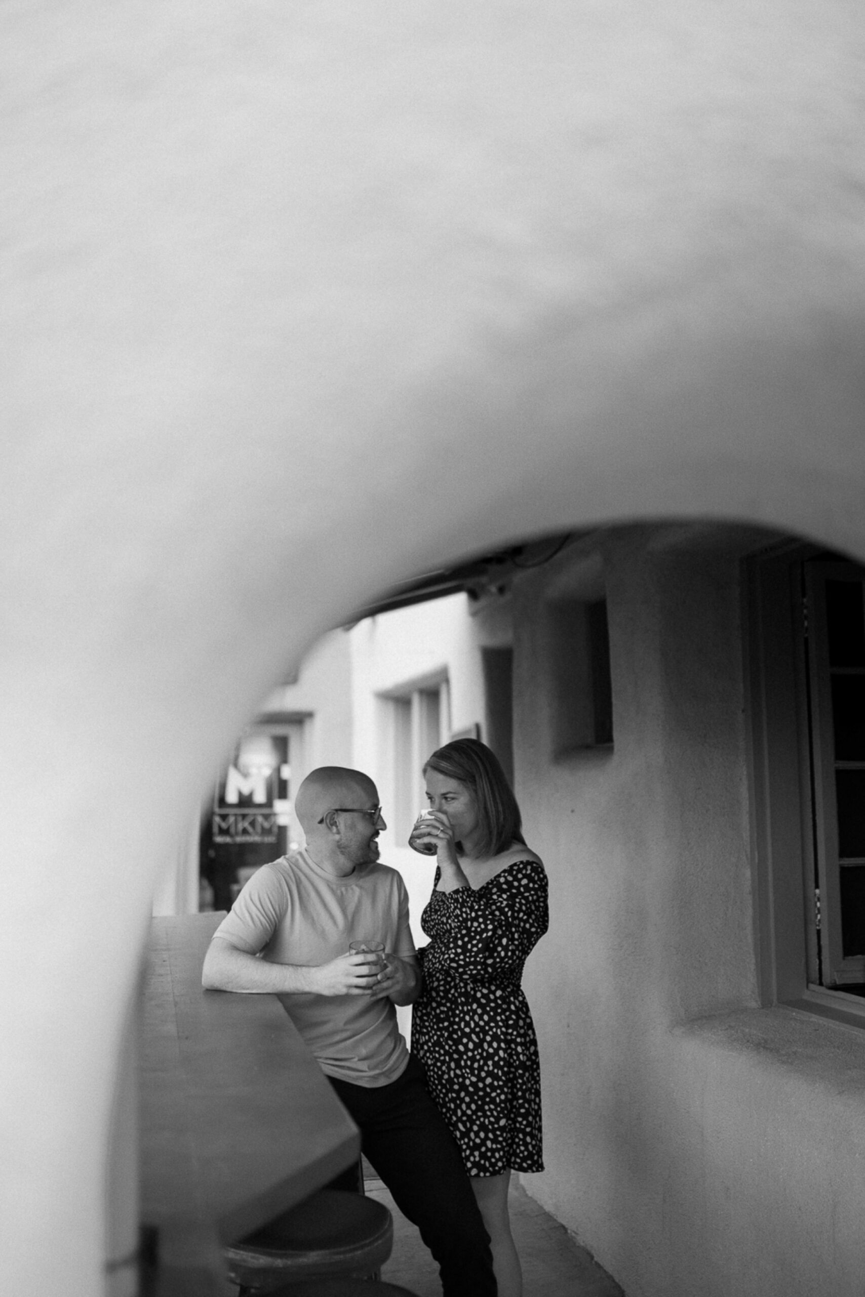 Engagement photos taken in downtown Taos, New Mexico. Photos by Telluride wedding photographer Ashley Joyce Photography.