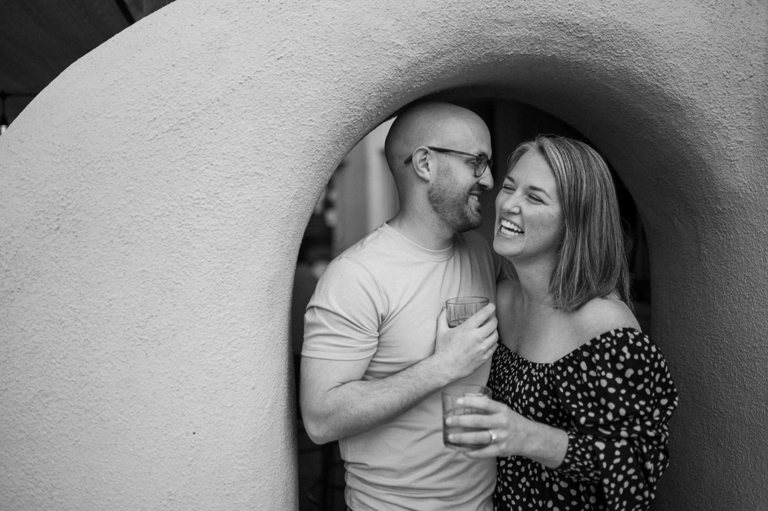 Engagement photos taken in downtown Taos, New Mexico. Photos by Telluride wedding photographer Ashley Joyce Photography.