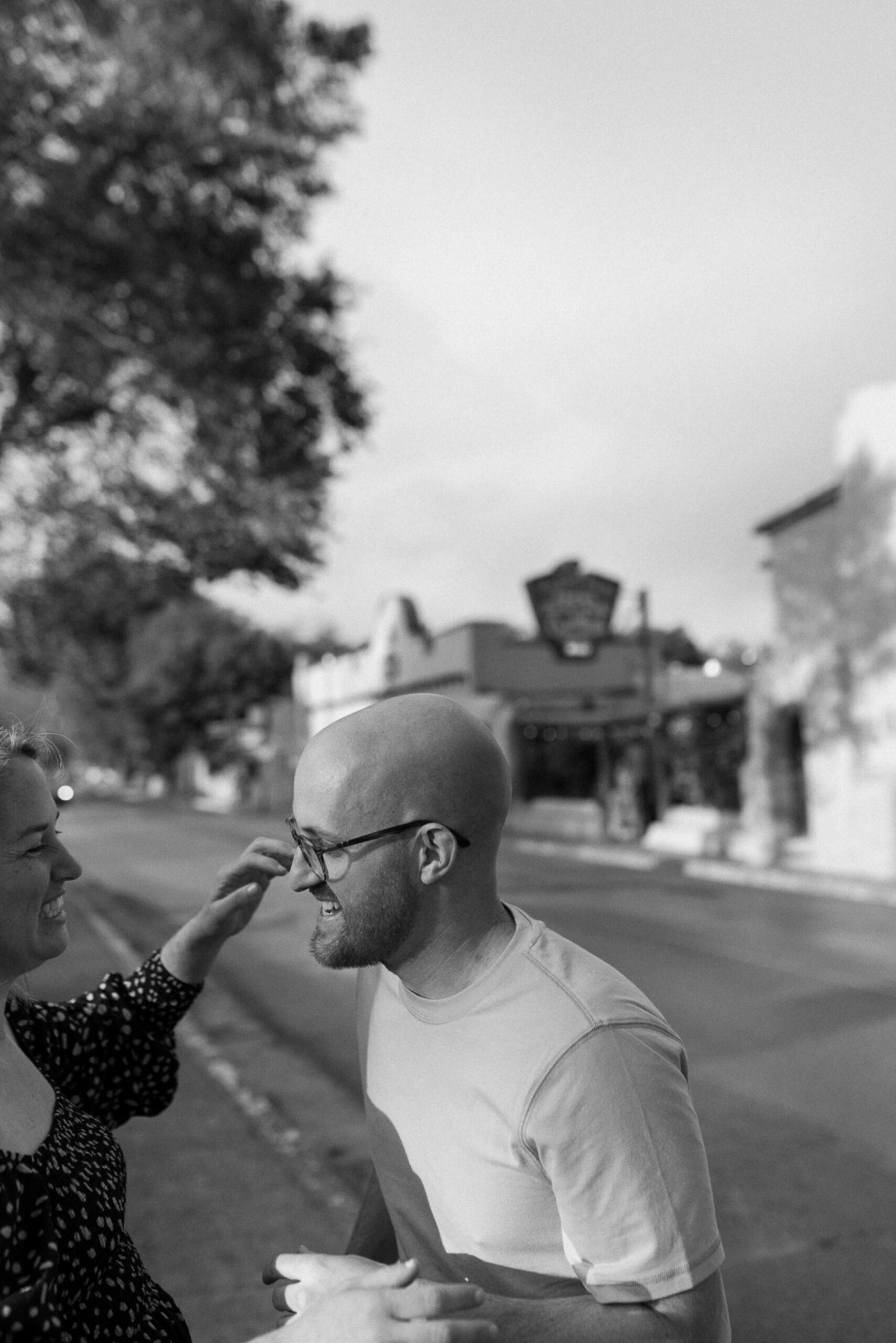 Engagement photos taken in downtown Taos, New Mexico. Photos by Telluride wedding photographer Ashley Joyce Photography.