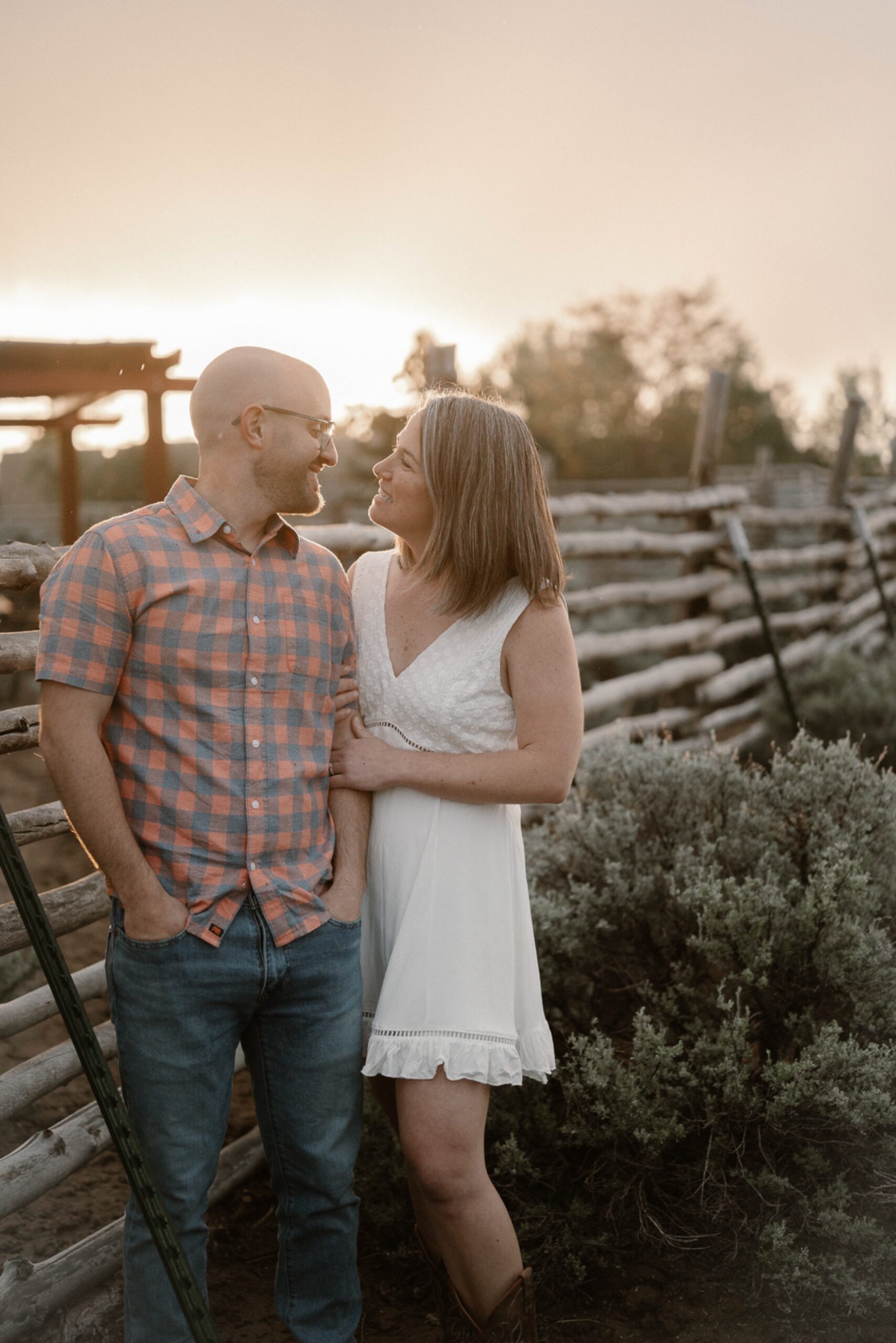 Engagement photos taken in downtown Taos, New Mexico. Photos by Telluride wedding photographer Ashley Joyce Photography.