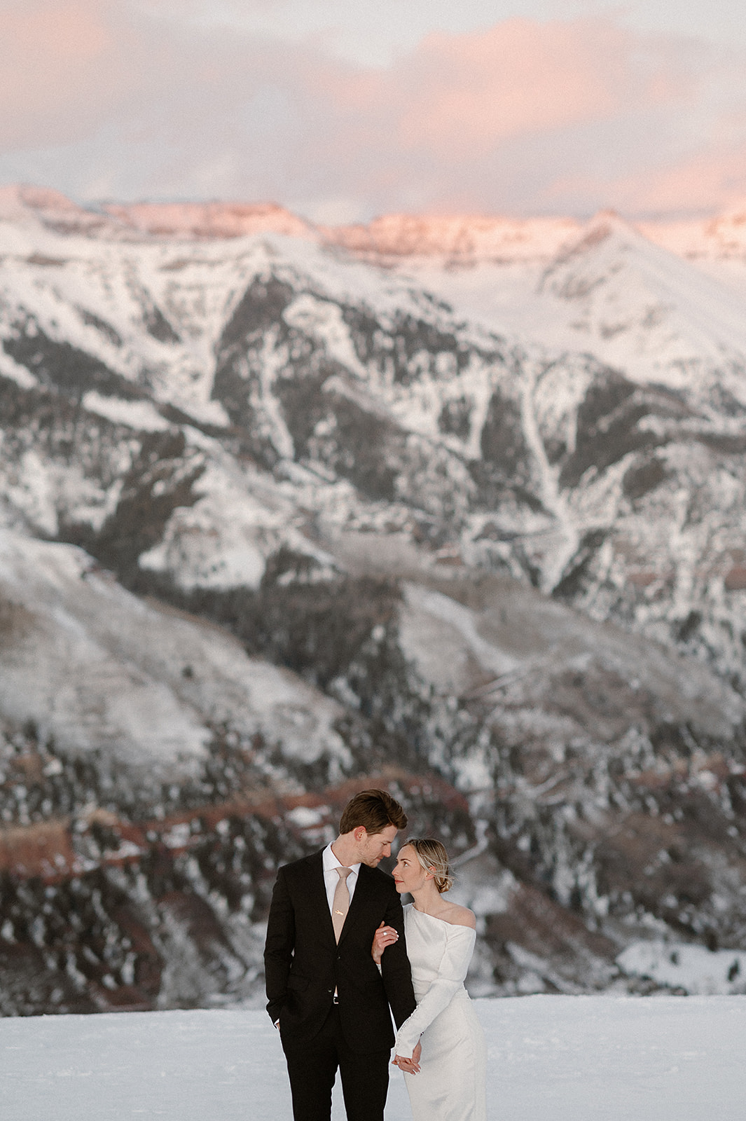 Maddy and Ty pose at San Sophia Overlook for their winter engagement session. Photo by Ashley Joyce Photography